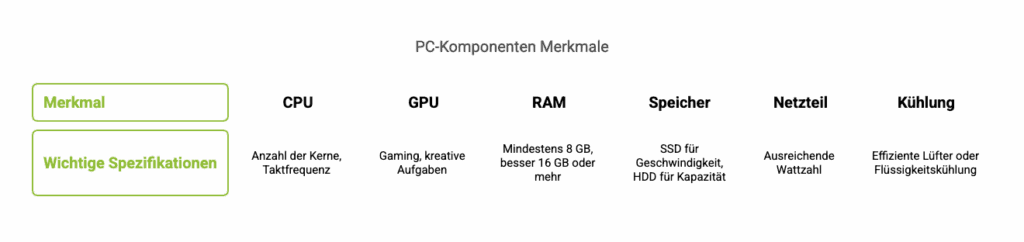 PC-Komponenten Merkmale